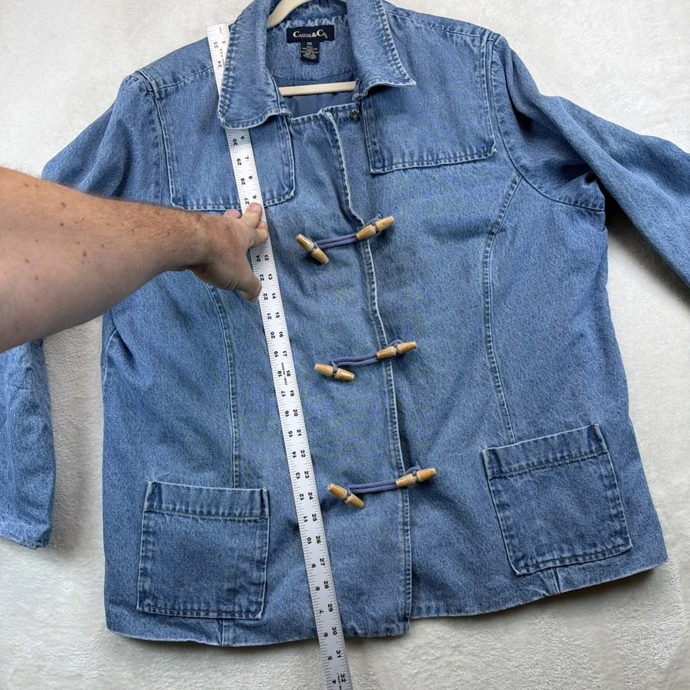 Casual & Co Denim Toggle Jacket Women's 2XL Blue Cottagecore Fisherman Utility - Picture 5 of 13